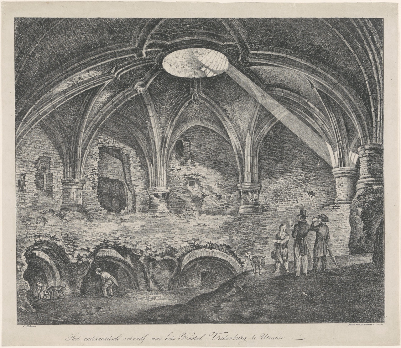 Het onderaards gewelf van het zuidelijk bolwerk van kasteel Vredenburg in Utrecht