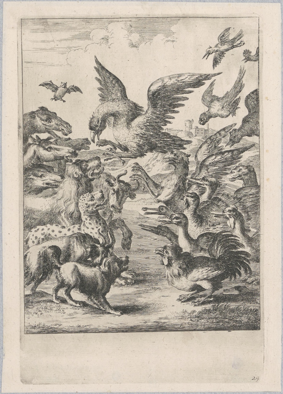 De strijd tussen de vogels en de viervoeters (de fabels van Aesopus)