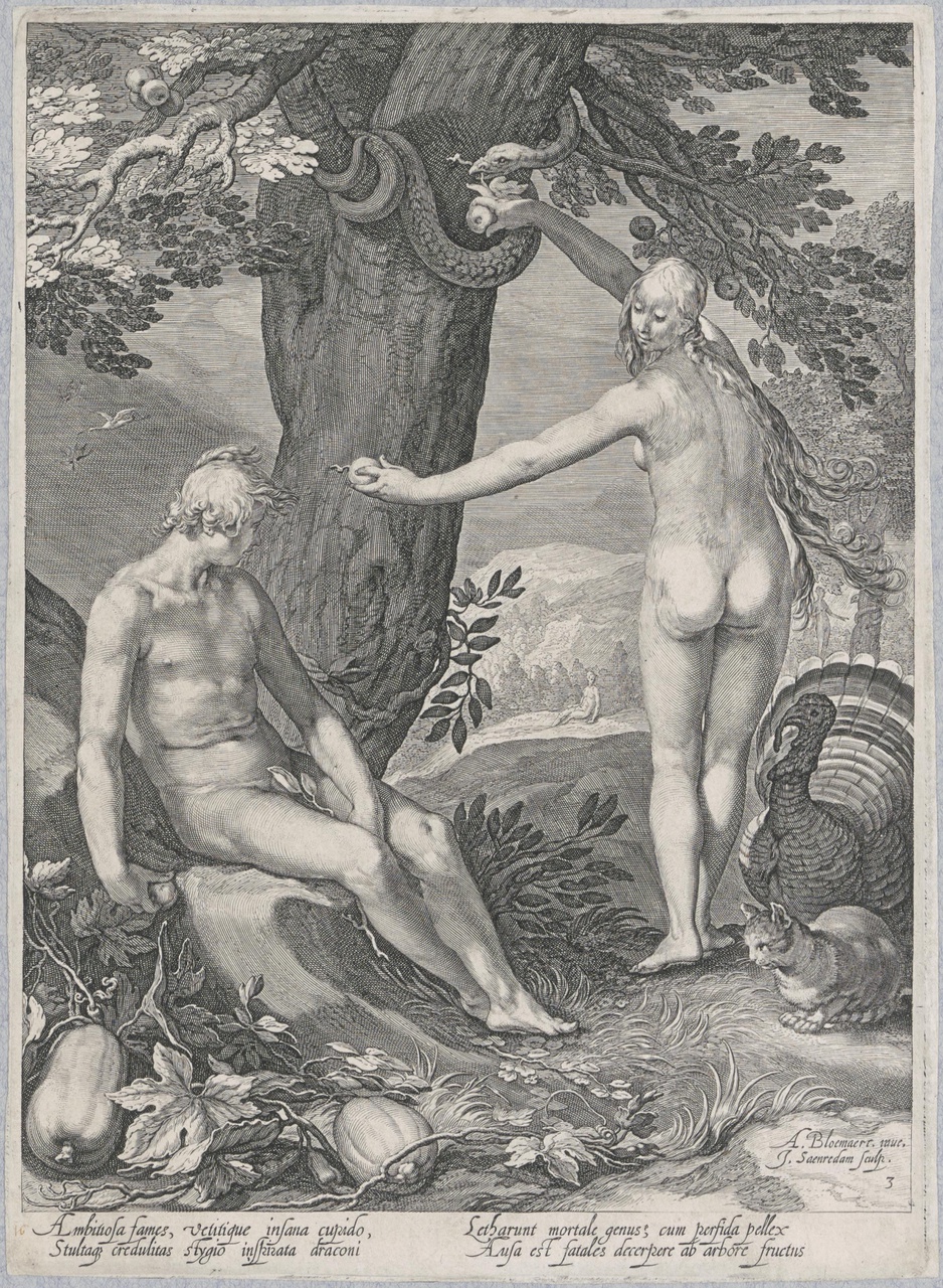 Eva rijkt Adam de appel (de geschiedenis van de eerste ouders van de mens)