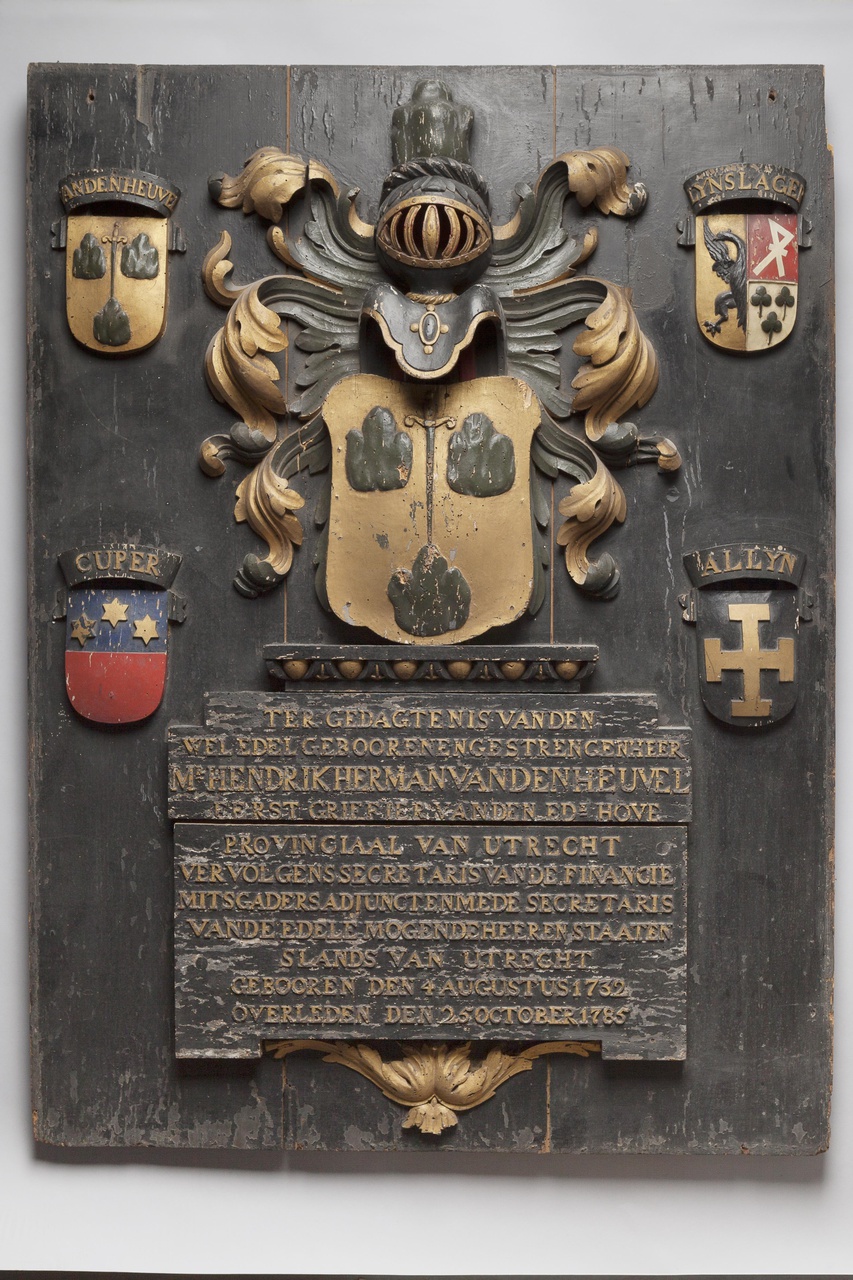 Rouwbord met wapens van Henrik Herman Vandenheuvel (1732-1785)