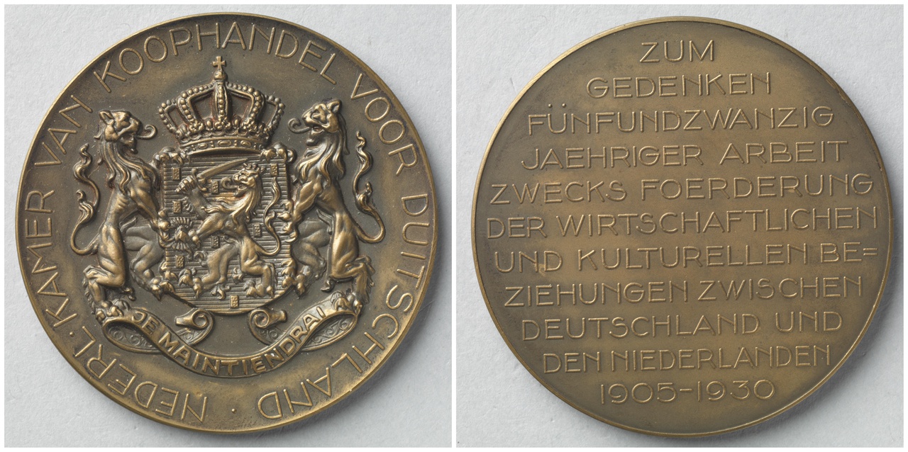 Gedenkpenning vijfentwintigjarig bestaan van de Nederlandse Kamer van Koophandel voor Duitsland