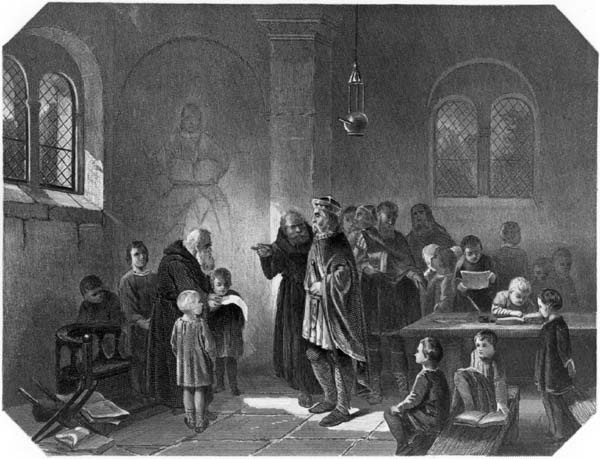 Karel de Grote bezoekt de St. Maartenschool te Utrecht in het jaar 790