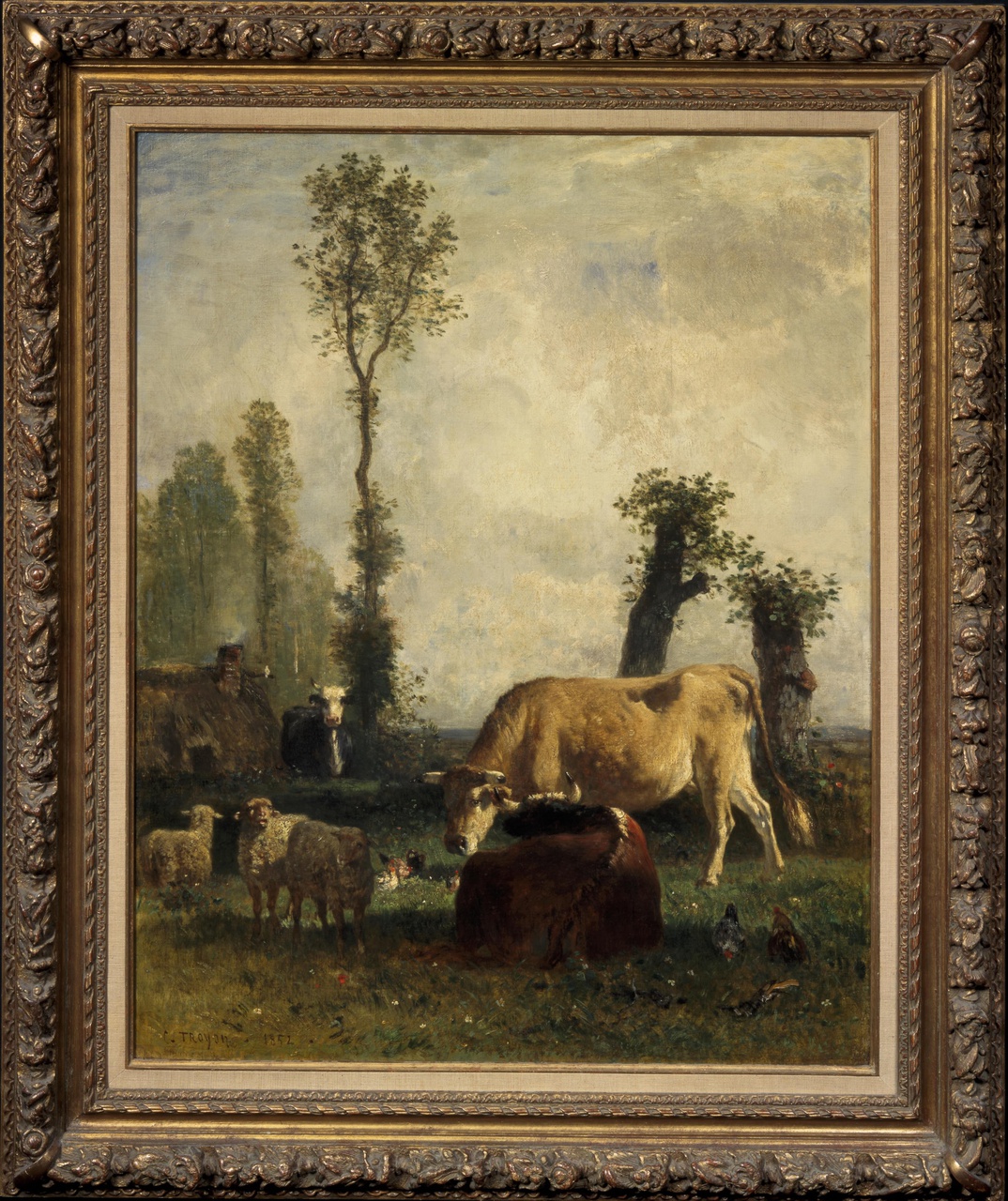 Vaches et moutons au paysage