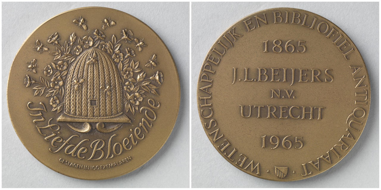 Gedenkpenning honderdjarig bestaan van antiquariaat J. L. Beijers N.V. te Utrecht