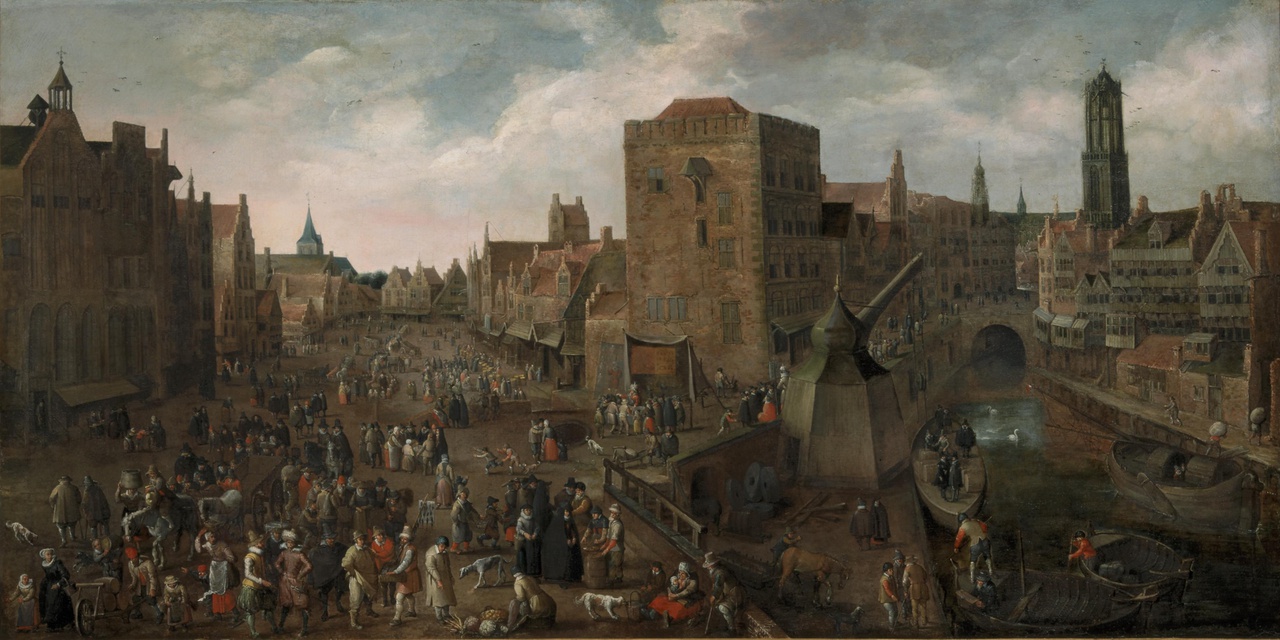 De Ganzenmarkt en de Stadhuisbrug te Utrecht