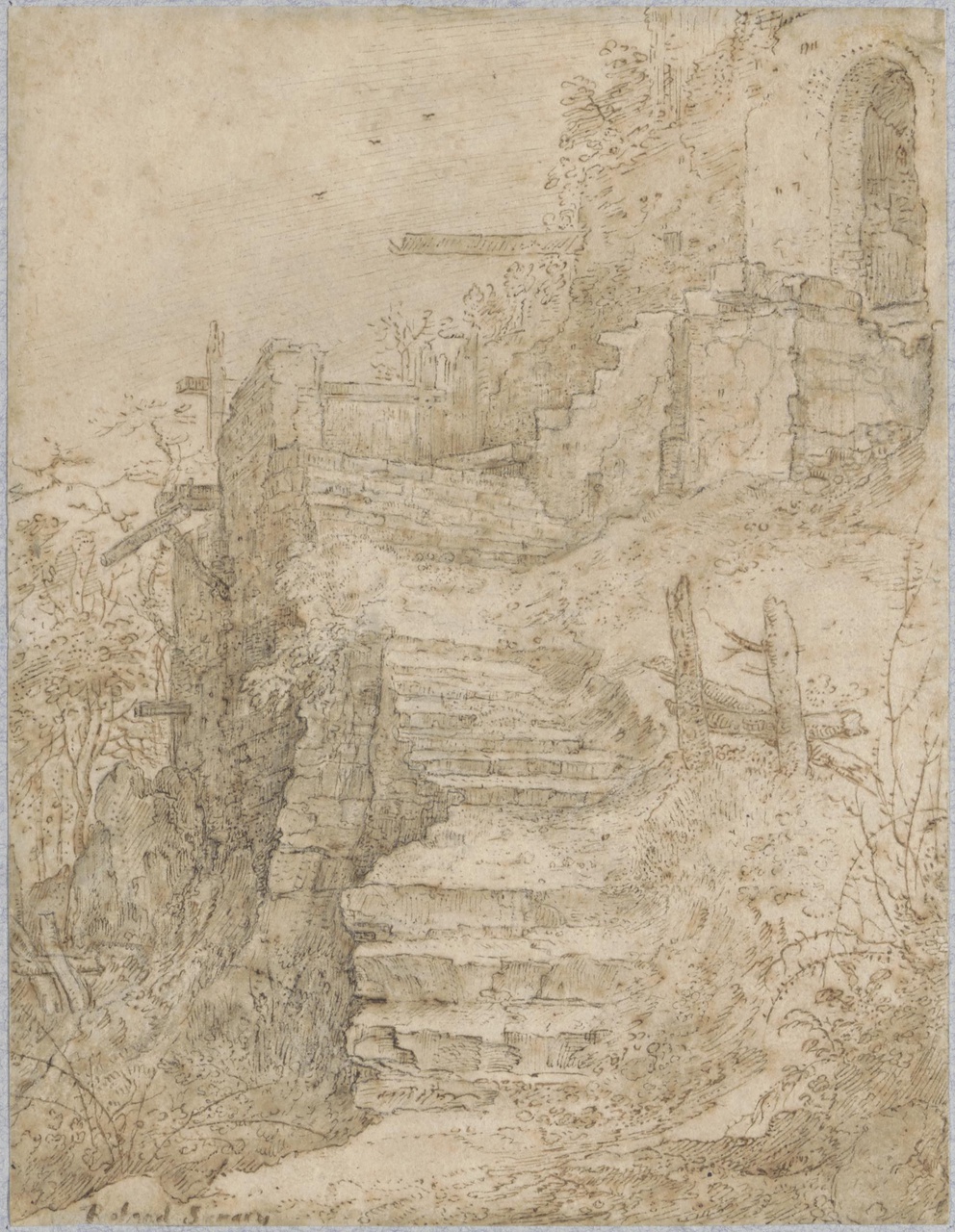 Vervallen stenen trap naar een ruïne