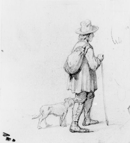 Jonge wandelaar met hond