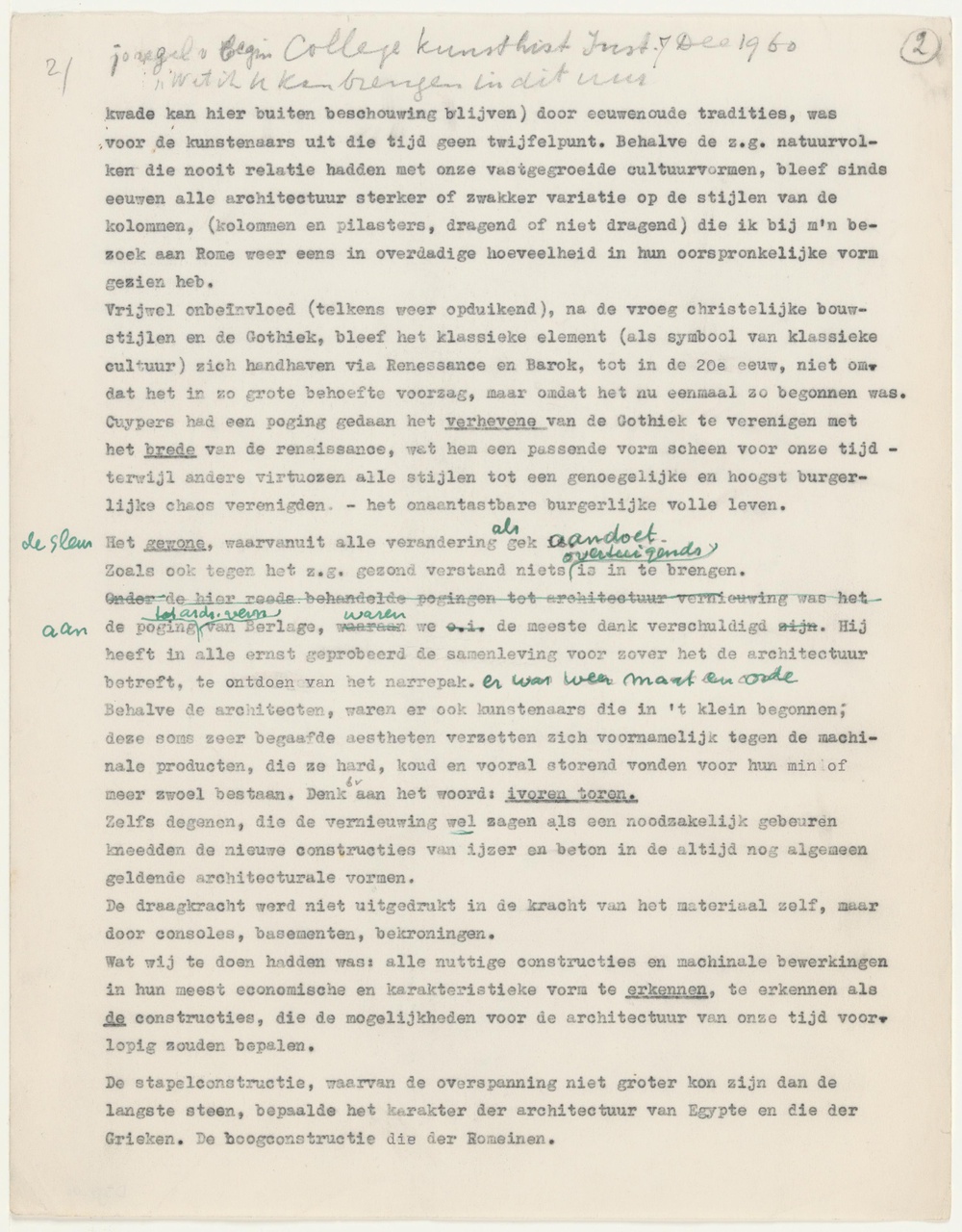 Tekst voor college op het Kunsthistorisch Instituut dec. 1960