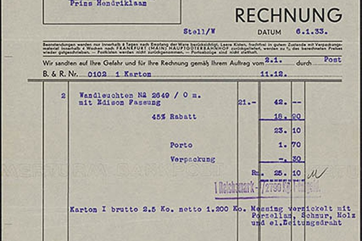 Rekening van Bünte & Remmler aan Gerrit Thomas Rietveld