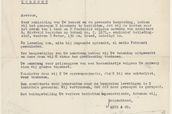 Brief van Metz & Co aan T. Schröder