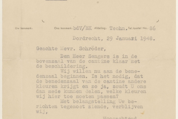 Brief van bij de Vaaten / N.V. Victoria aan T. Schröder