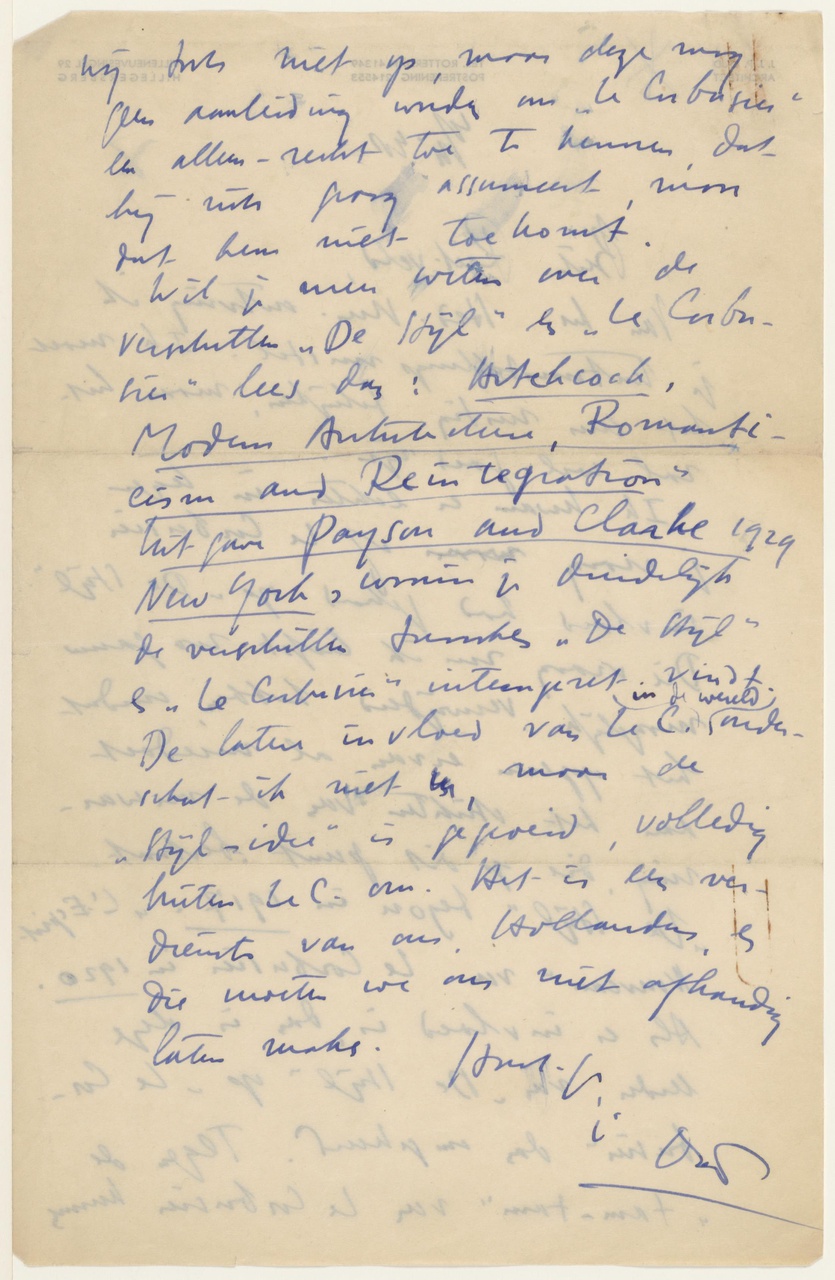 Brief van J.J.P. Oud aan G. Rietveld