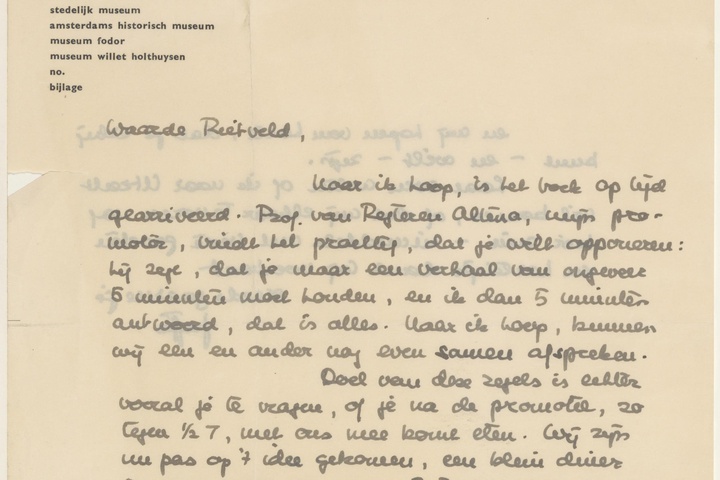 Brief van H.L.C. Jaffé aan G. Rietveld