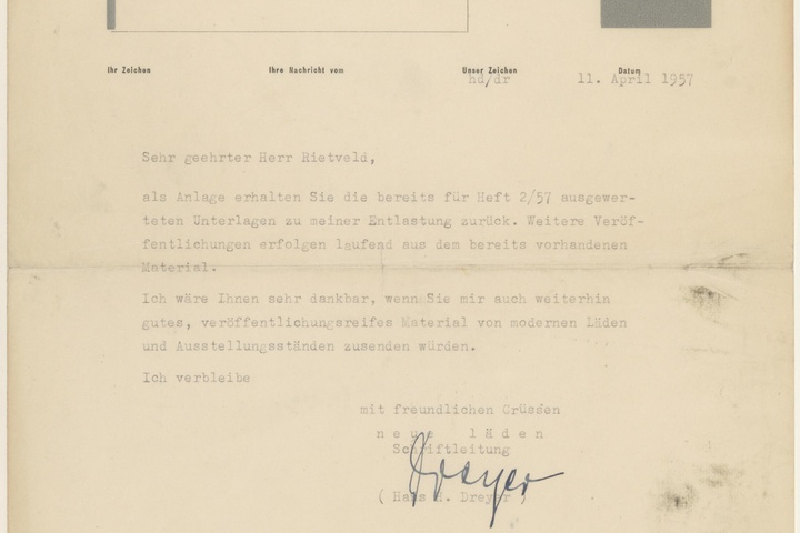 Brief van H.H. Dreyer aan G. Rietveld