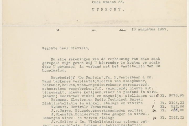 Brief van J. Ket aan G. Rietveld