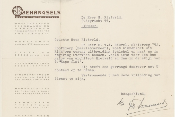 Brief van Rath & Doodeheefver aan G. Rietveld