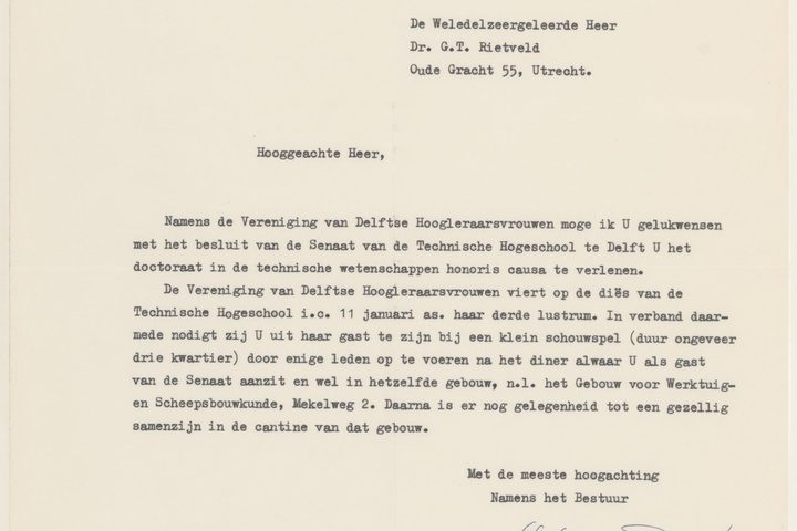 Brief van J. Oberman-Baerents aan G. Rietveld
