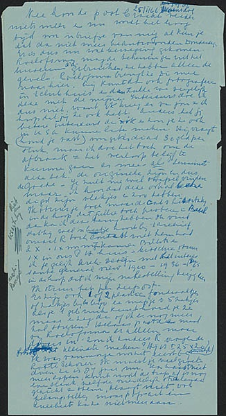Brief van Truus Schröder aan Han Schröder over fotograaf Ton Roelofsma en het toesturen van catalogus van Lissitzky en dat Gerrit Thomas Rietveld hem twee keer ontmoet heeft
