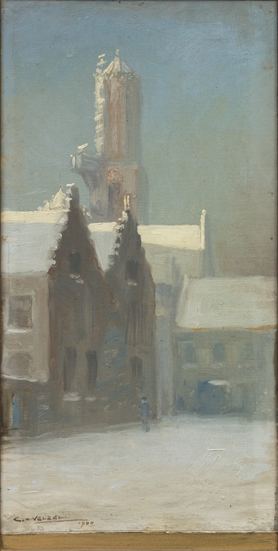 Achter St. Pieter met op de achtergrond de Dom (winterlandschap)