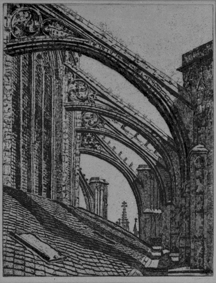 De luchtbogen bij de absis van de Domkerk te Utrecht (zuidzijde)