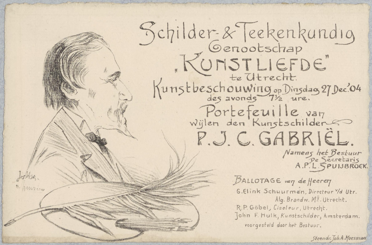 Uitnodiging van Genootschap Kunstliefde voor een kunstbeschouwing op 27 december 1904