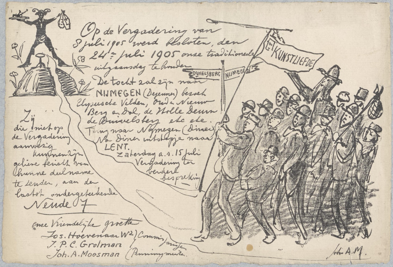 Uitnodiging tot deelneming aan uitstapje naar Nijmegen op 24 juli 1905