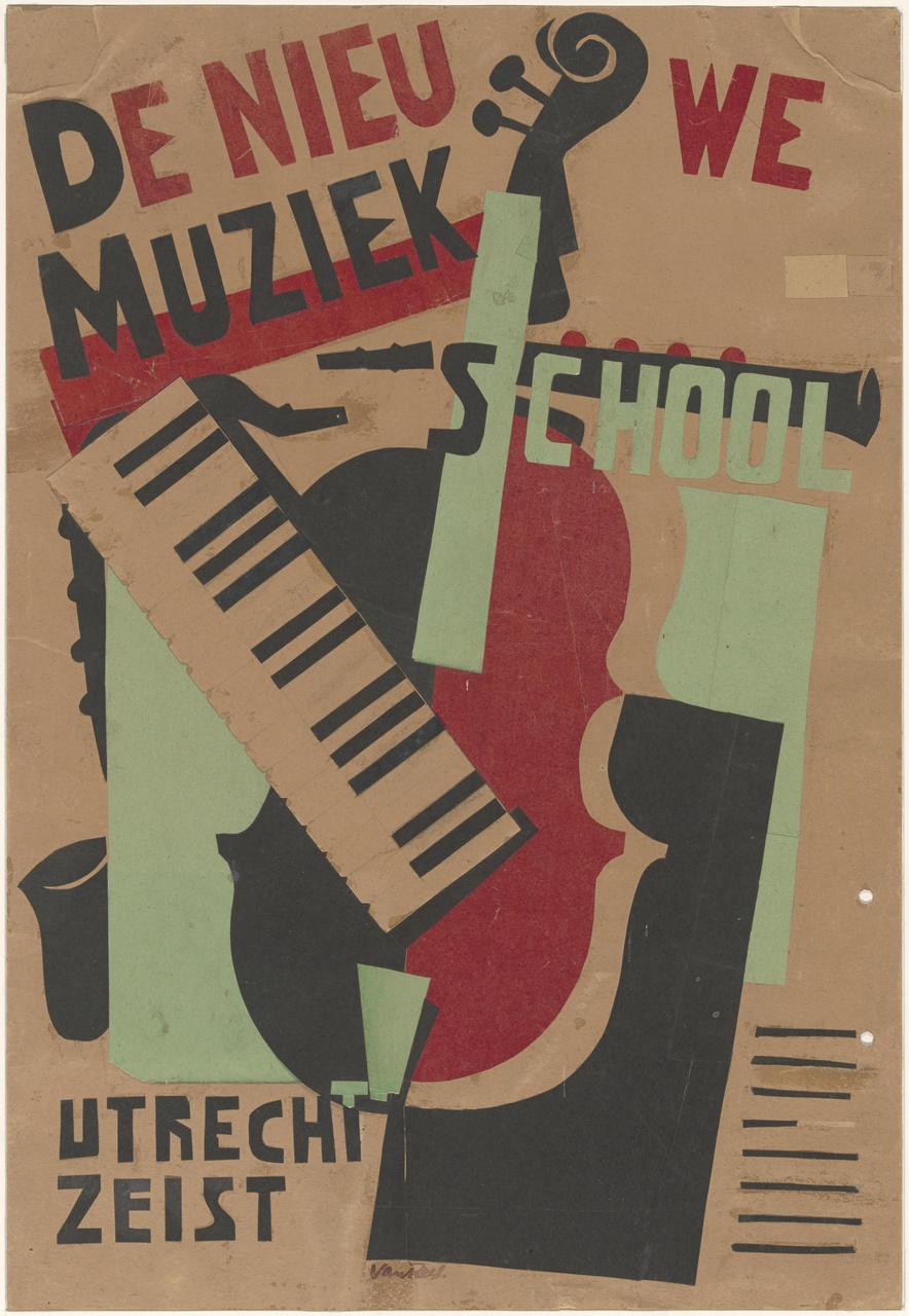 Ontwerp voor het affiche De nieuwe muziekschool, Utrecht/Zeist