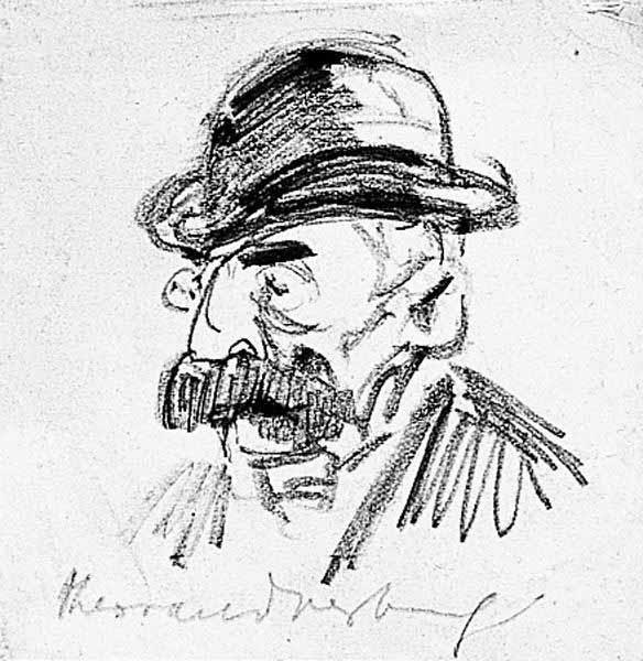 Portret van een man met snor en hoed