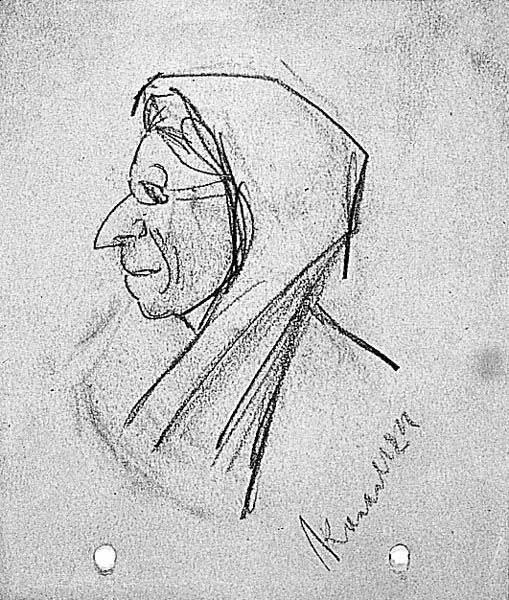 Vrouw met hoofddoek (karikatuur)