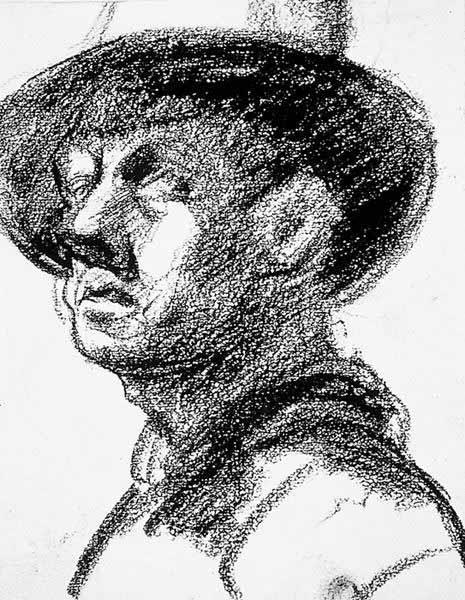 Zelfportret met hoed, driekwart