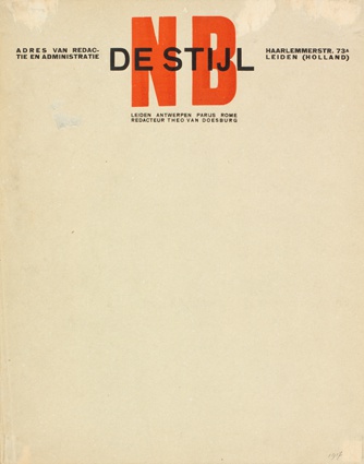 Typografie voor De Stijl vanaf 1917 (envelop, briefkaart en visitekaartje) en voor De Stijll na 1921 (briefpapier)
