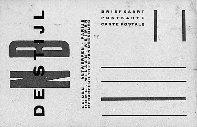 Typografie voor De Stijl, briefkaart