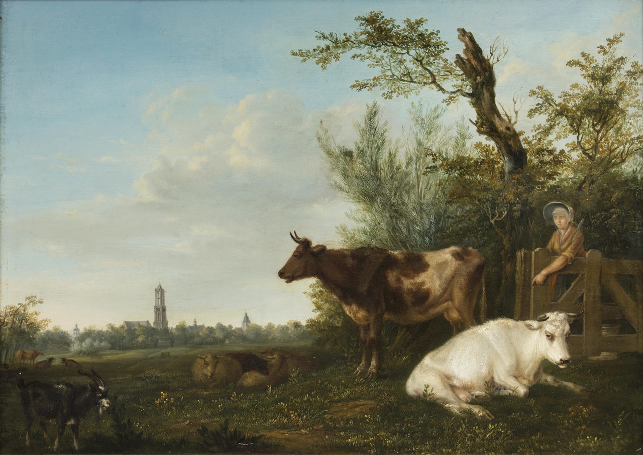 Landschap met koeien en Domtoren