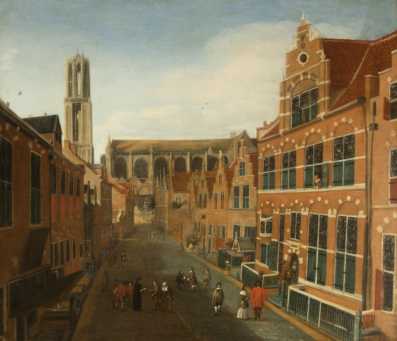De Dom te Utrecht, gezien vanuit de Korte Nieuwstraat