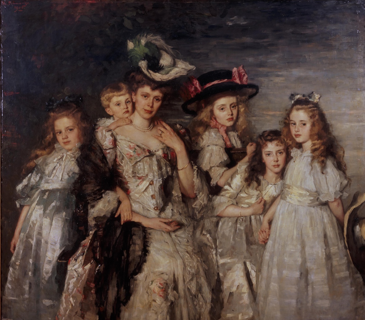 Portretgroep van mevr. A.G.M. van Ogtrop-Hanlo (1871-1944) met haar vijf kinderen