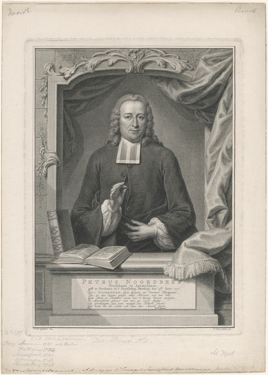 Portret van Petrus Noordbeek (1711-1779)