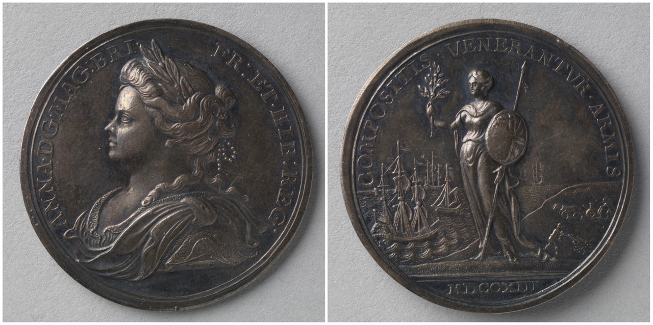 Gedenkpenning Vrede van Utrecht, koningin Anna
