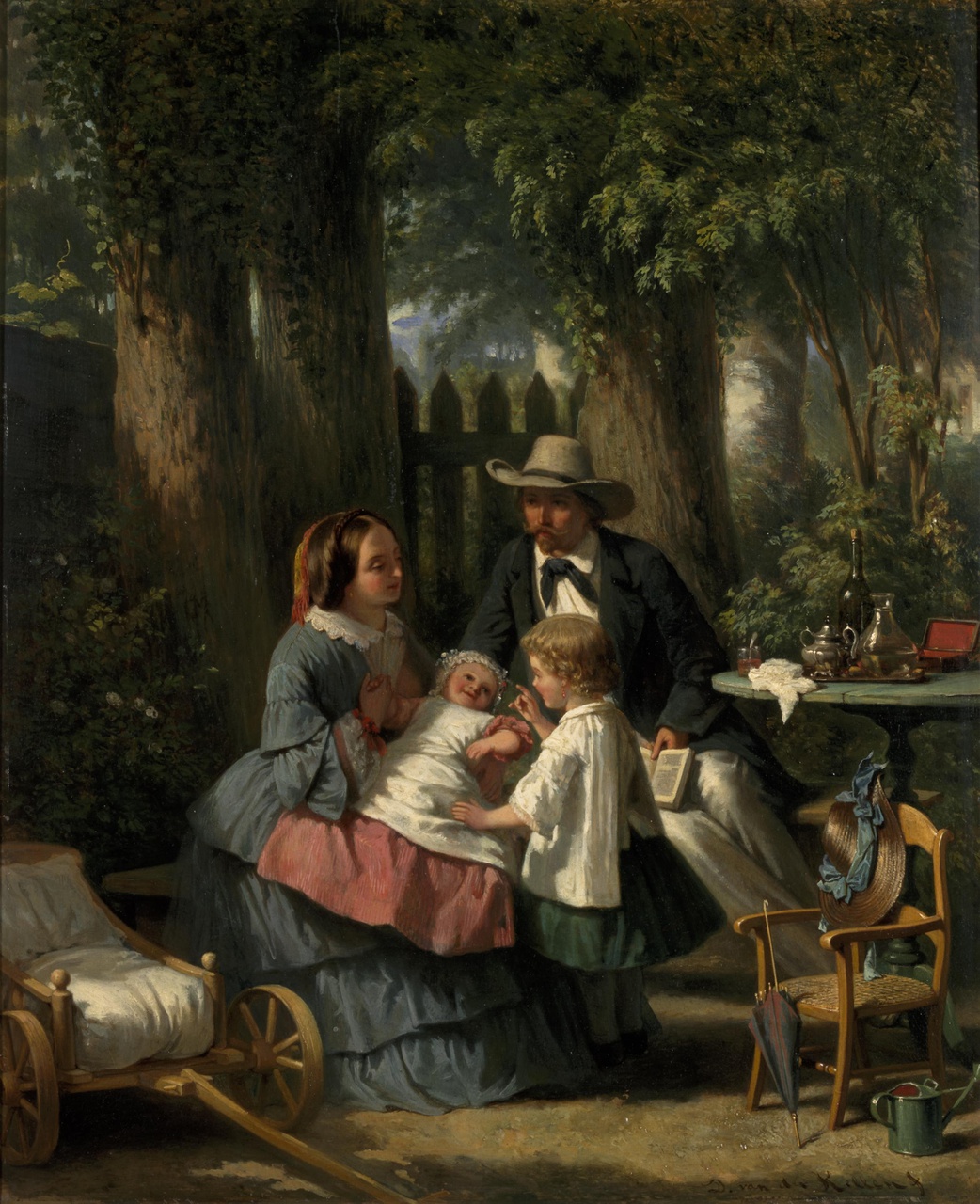 David van der Kellen (1827-1895), Anna Wilhelmina van der Kellen (1829-1885) en hun kinderen Anna Catharina (1852-?) en Henriëtte Frederika (1854-?)