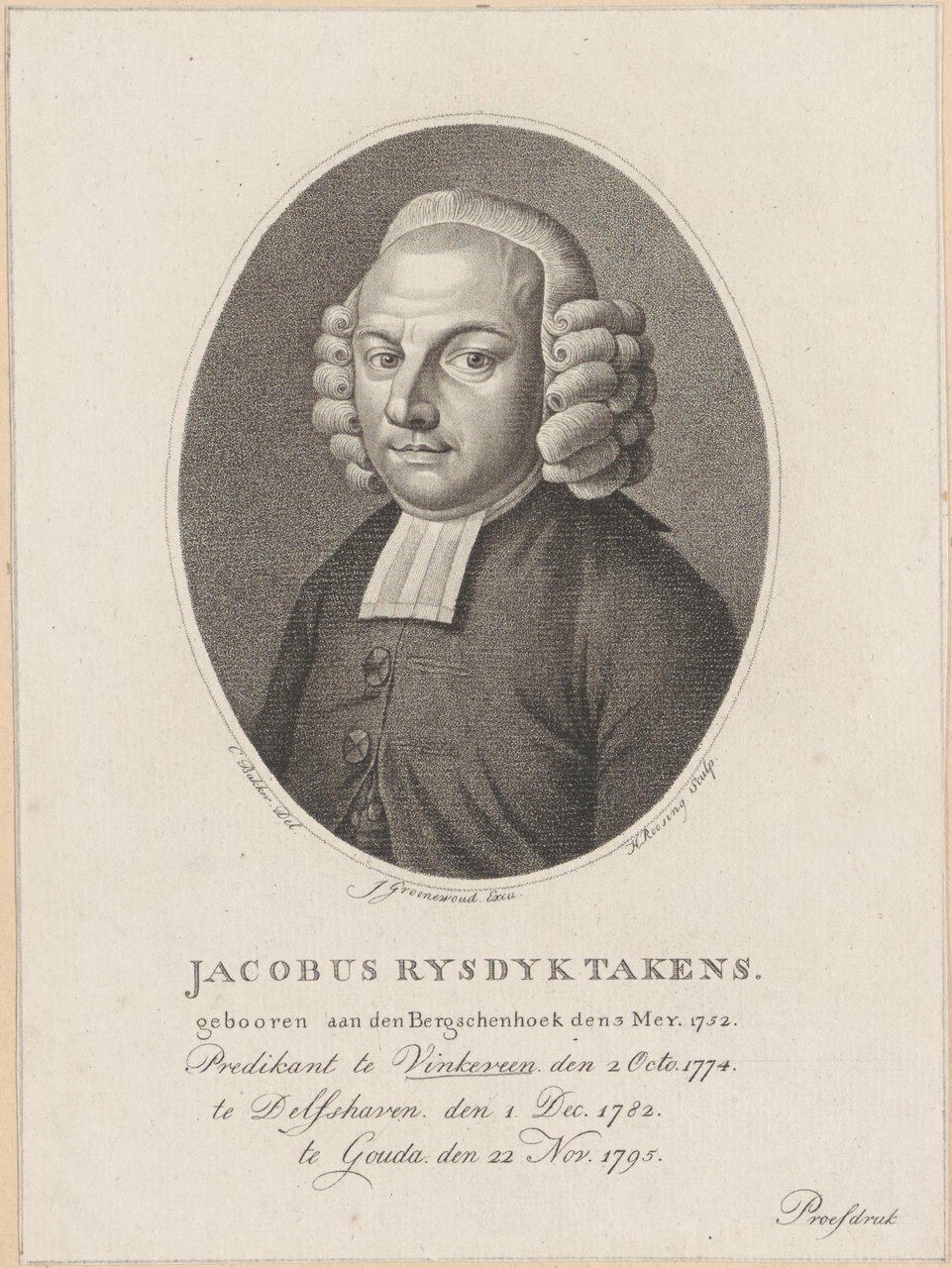 Portret van Jacobus Rijsdijk Takens (1752-1804)