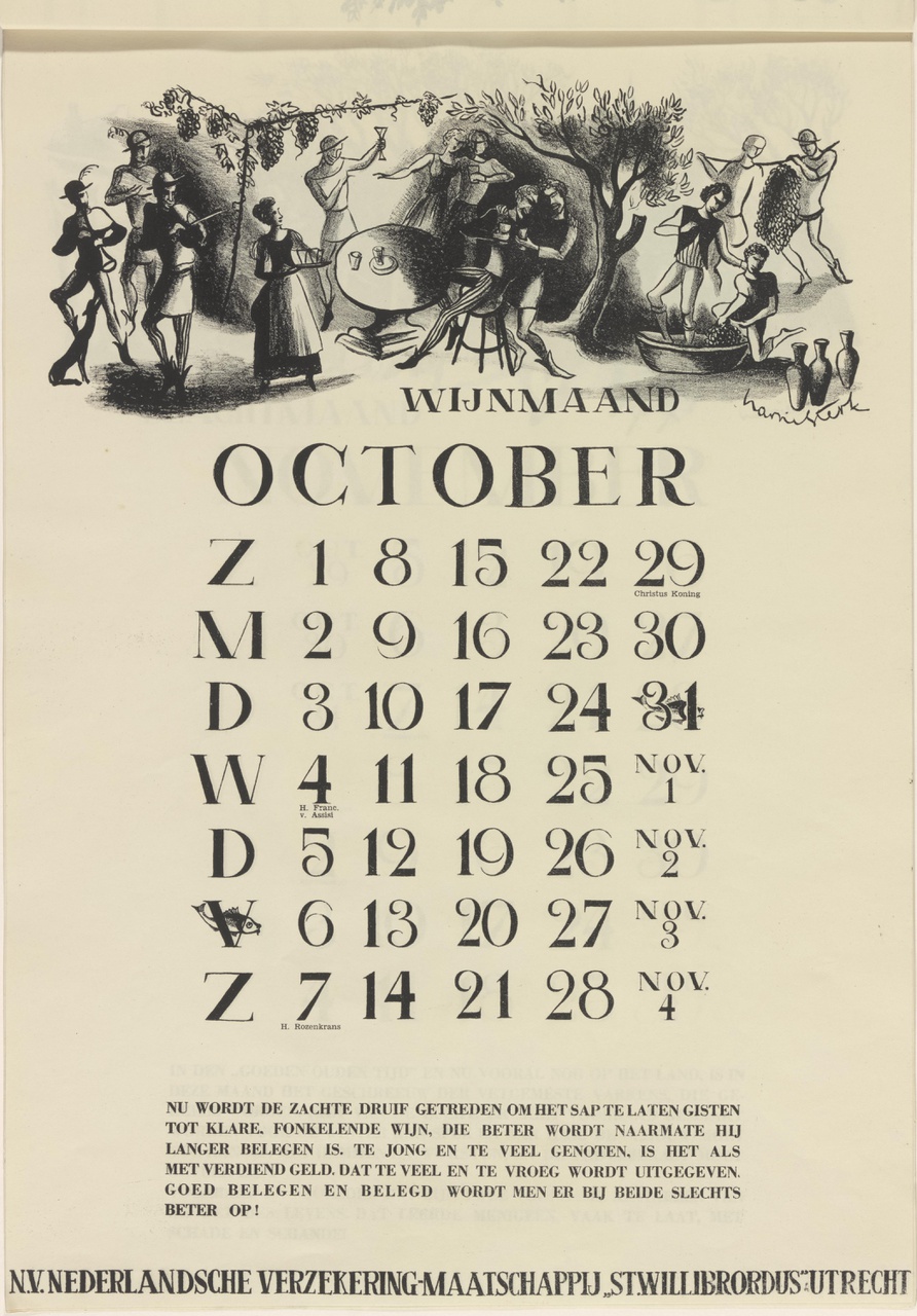 Feest van de druivenoogst (kalenderblad, oktober)