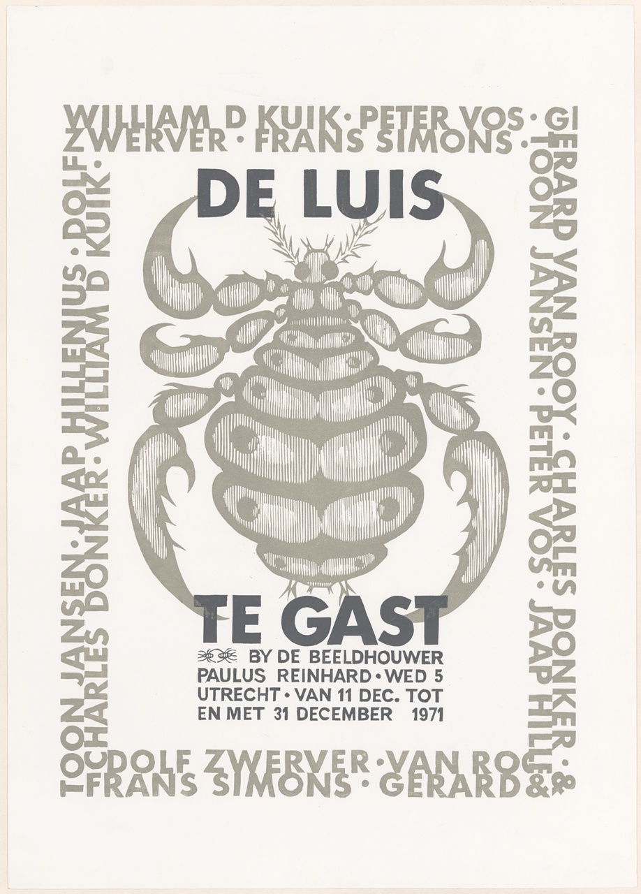 Affiche voor tentoonstelling van Grafisch Gezelschap De Luis bij Paulus Reinhard, Utrecht