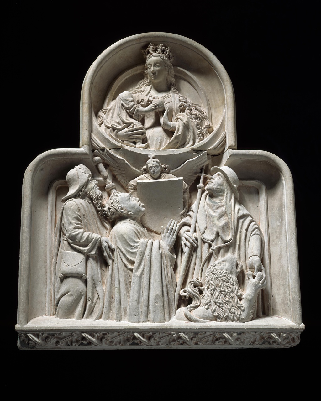 Epitaaf met Maria met Kind, Sint Jacobus major, Sint Hiëronymus en en kanunnik