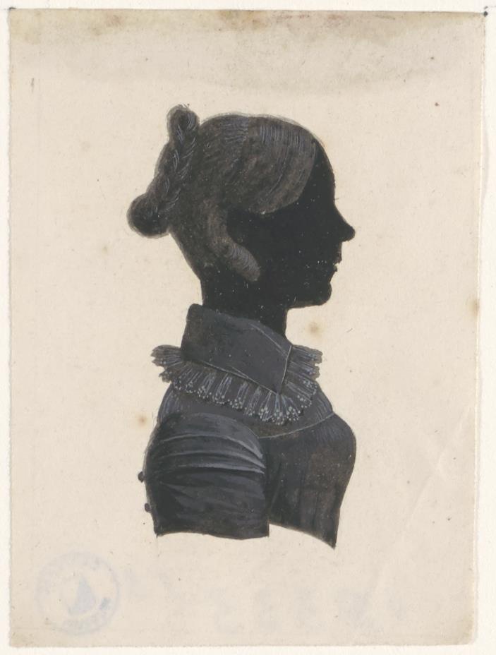 Silhouet van een vrouw rond 1830