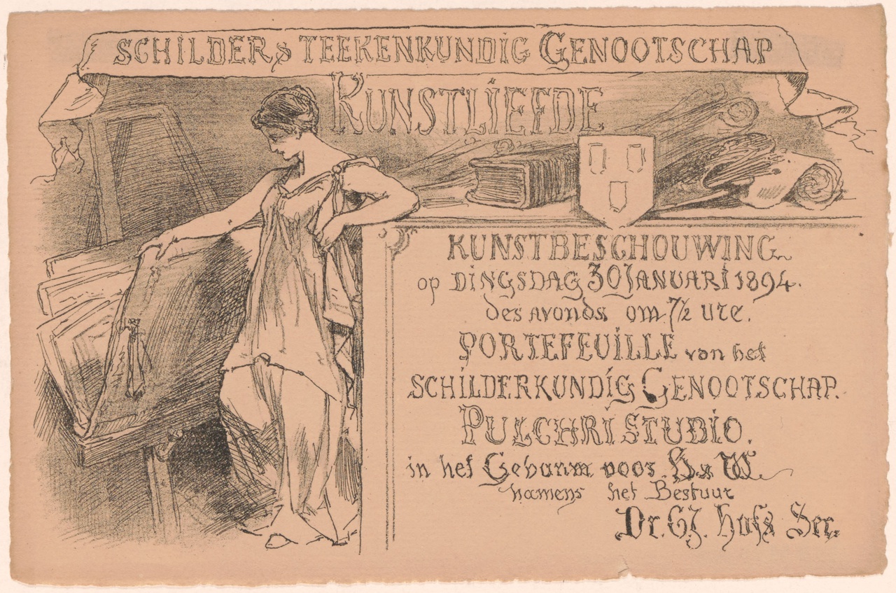 Uitnodiging van Genootschap Kunstliefde voor een kunstbeschouwing op 30 januari 1894