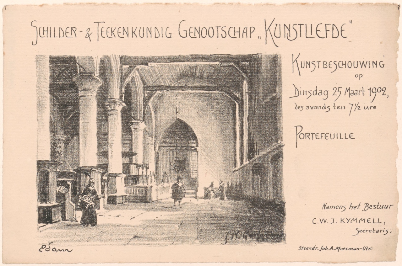 Convocatie van Genootschap Kunstliefde voor een kunstbeschouwing op 25 maart 1902