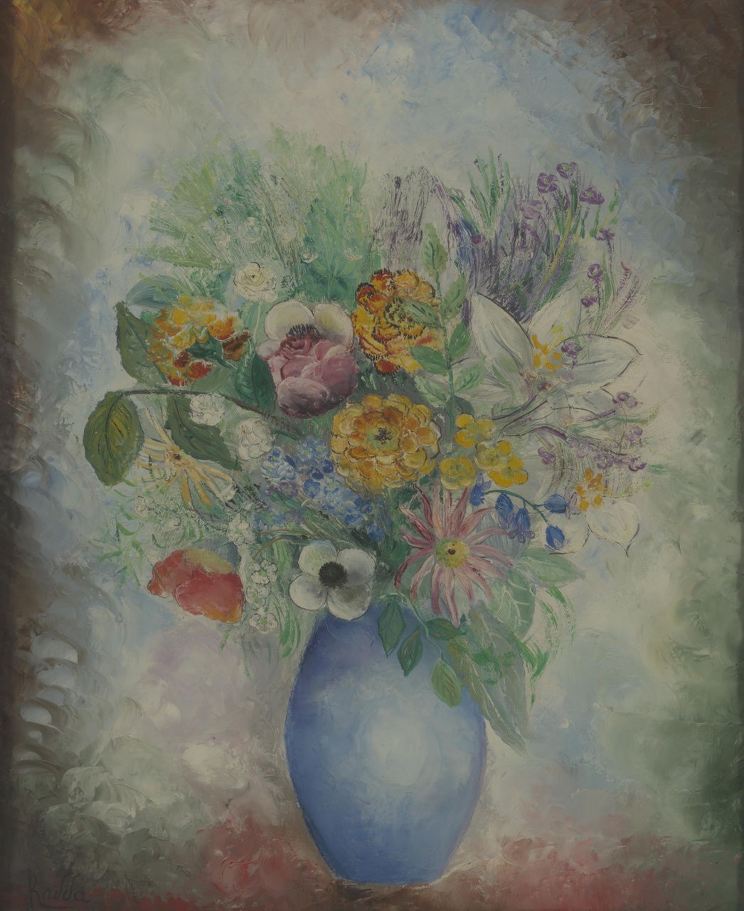 Vase bleu aux fleurs