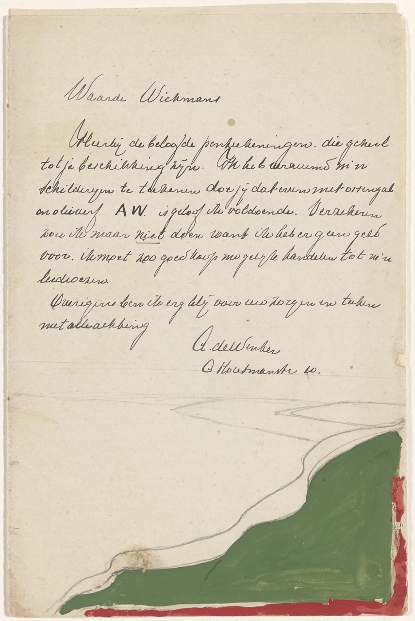 Brief met 8 tekeningen van A.J. de Winter aan Erich Wichman