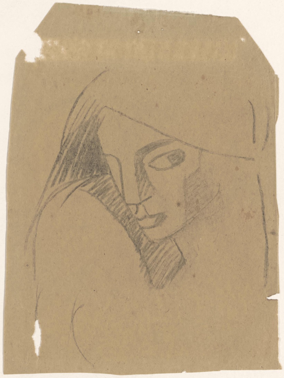 Vrouwenkop (in verso: schets van een vrouwenkop)