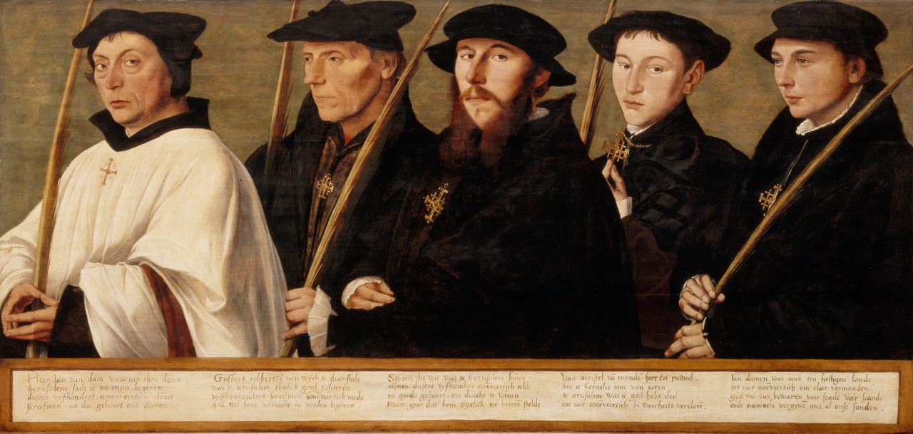 Portretten van vijf leden van de Utrechtse Jeruzalembroederschap