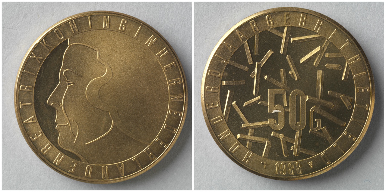 50 gulden, Koninkrijk der Nederlanden, honderd jaar Rietveld (afslag in goud)